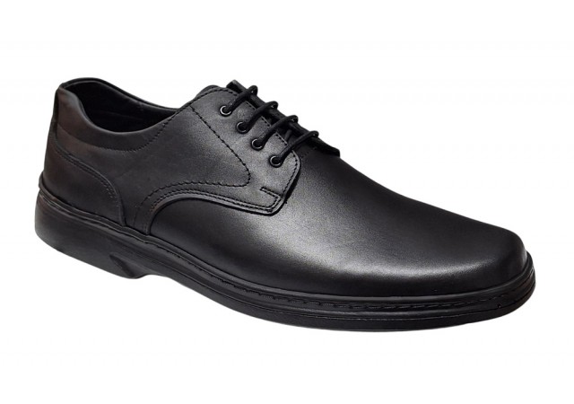 Pantofi barbati casual din piele naturala cu siret, masuri de la 39 la 47 GKR Top Negru